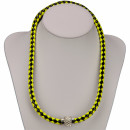 Necklace/wrap bracelet with magnetic closure, yellow-black