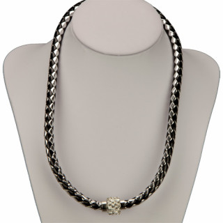 Necklace/changing bracelet with magnetic closure, silver-black
