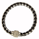 Bracelet with magnetic clasp, silver-black