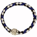Bracelet with magnetic closure, black-white-blue