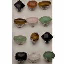 Assortment natural stone rings, XL, faceted