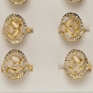 Modischer Cateye-Ringe mit Steinen, Rosegold