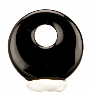 Pendant circle, 30mm, black agate