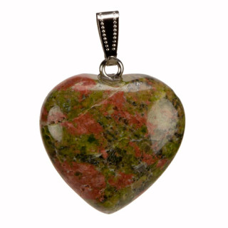 Pendant heart, 30mm, Unakite