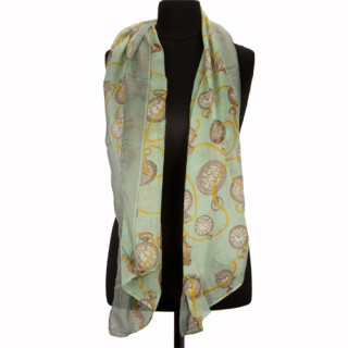 Scarf, turquiose-gray, 160x50cm
