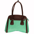 Fashionable handbag Ilka, mint/brown