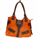 Modische Handtasche Tina, Orange/Braun