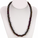 Magnetic pearl necklace multicolour, 8mm, purple-gold-black