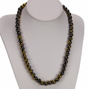 magnetic bead necklace multicolour, 8mm, gold-black