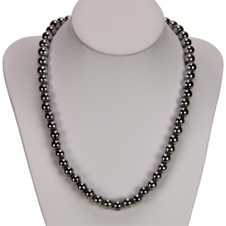 magnetic bead necklace stainless steel look, 8mm