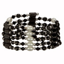 Open magnetic necklace pearl, black