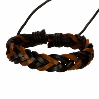 Leather bracelet, black-brown