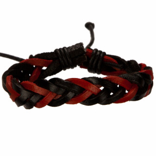 Leather bracelet, black-red
