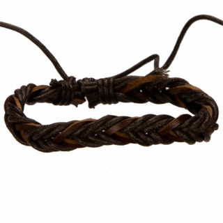 Leather bracelet, black-dark brown