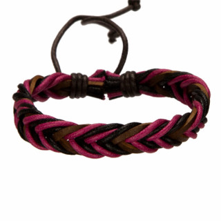 Leather bracelet, black-brown-purple