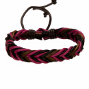 Lederarmband, Schwarz-Braun-Lila