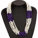 5 strands mother of pearl necklace with amethyst