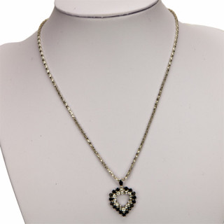 Modekette mit Glitzersteinchen, Silber-Schwarz