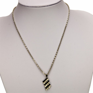 Fashion chain with glittering stones, silver-black