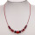 3-strand glass necklace, red