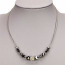 3-strand glass necklace, silver