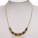 3-strand glass necklace, gold