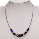 3-strand glass necklace, purple