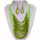 Set: 30-strand glass necklace + earrings, green