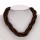Three strand net necklace with stones and magnetic clasp, brown