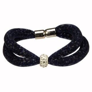 Two-strand net bracelet with stones and magnetic clasp, dark blue