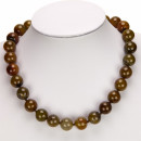 Special price: necklace agate, brown-green, AB, 14mm