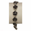 Armkette Blume, Silber-Schwarz