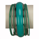 13-piece bangle set, turquoise-green-silver