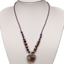 Glass necklace with pendant, purple