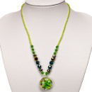 Glass necklace with pendant, green