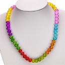 Necklace with crashed glass button beads, 10mm, colorful
