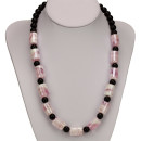 Necklace Cara, Pink roller 15x11mm