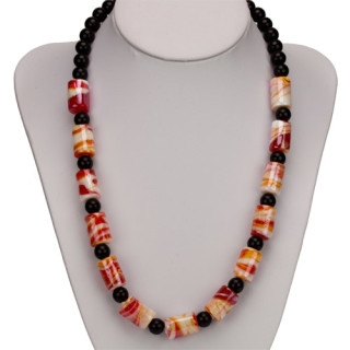 Necklace Cara, red roller 15x11mm