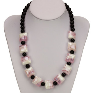 Necklace Cara, pink square 16x8mm