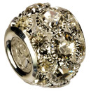 ball with stones, 20x15mm, silver clear