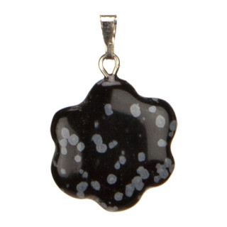 Anhänger Blume, 20mm, Schneeflockenobsidian
