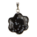 Anhänger Blume, 20mm, Schneeflockenobsidian