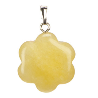 Flower Pendant, 20mm, Yellow Jade