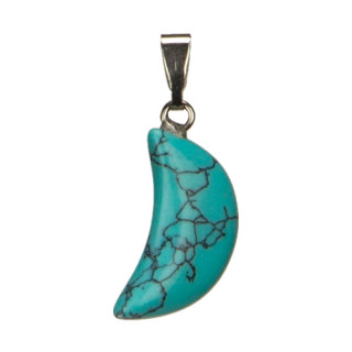 Pendant crescent moon, synth. turquoise