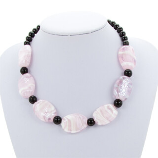 Necklace Cara, large pink oval 30x22x10mm