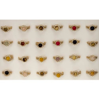 Assortment natural stone rings gold, 8mm