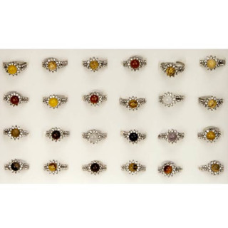 Sortiment Natursteinringe Silber, 8mm