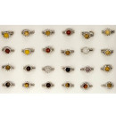 Assortment natural stone rings silver, 8mm