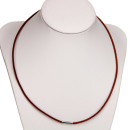 Halskette Leder mit Steckverschluss, 1,5mm, hellbraun