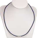 Necklace leather with plug clasp, 2.0mm, blue
